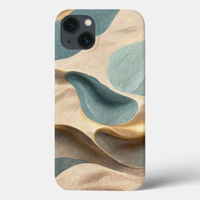 beige blue green modern style wave Case-Mate iPhone case (Back)
