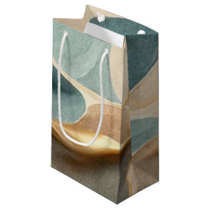 beige blue green modern style wave small gift bag
