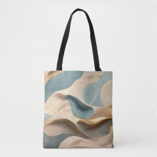 beige blue green modern style wave tote bag