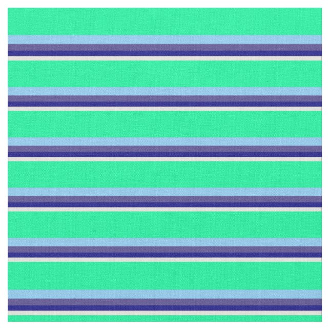 Beige, Blue, Slate Blue, Light Sky Blue & Green Fabric (Close Up)