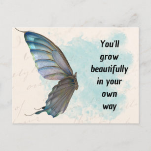 Beige Blue Vintage Butterfly Standard Postcard
