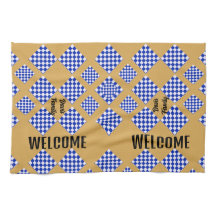 Beige Blue White Chequered 