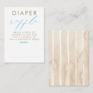 Beige Blue White Diaper Raffle Baby Shower Tickets Enclosure Card