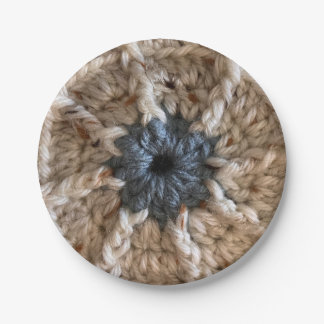 Beige Blue Yarn Photo Knitting Party Crochet  Paper Plate
