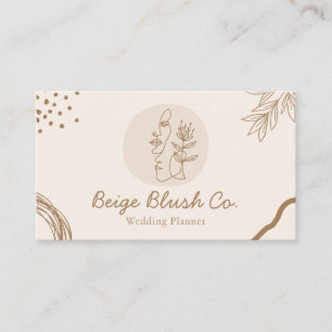 Beige Blush Beauty Couple Wedding Planner Business Card