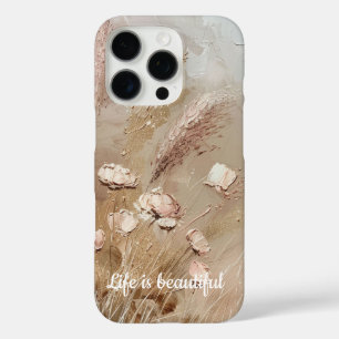 Beige Blush Boho Floral iPhone 16 Pro Case