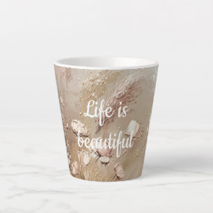 Beige Blush Boho Floral  Latte Mug