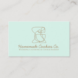Beige Blush Homemade Food Bakery green Business Card