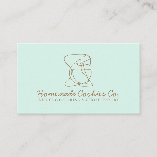Beige Blush Homemade Food Bakery green Business Card (Front)