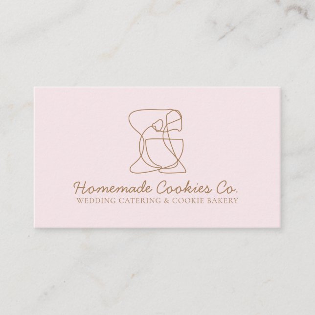 Beige Blush Homemade Food Bakery pink Business Card (Front)
