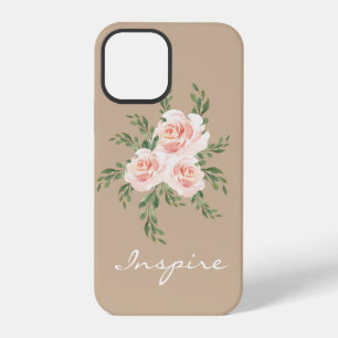 Beige Blush Inspire Romantic Watercolor Typography iPhone 12 Pro Case