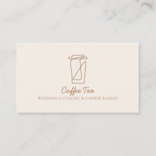 Beige Blush Paper Drink Tea Cup Business Card