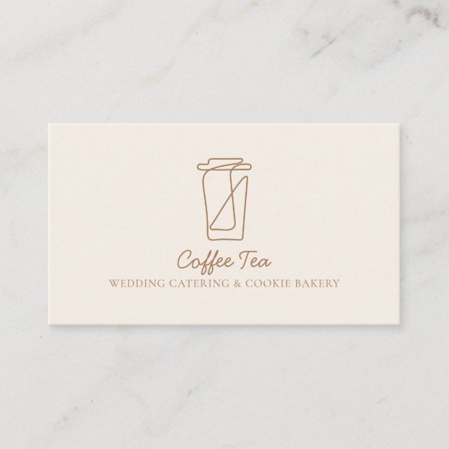 Beige Blush Paper Drink Tea Cup Business Card (Front)