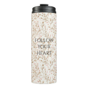 Beige Blush Pink Floral Thermal Tumbler