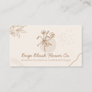Beige Blush Wedding Calligraphy Chic Classy Flower Business Card