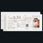 Beige Boarding Pass Destination Wedding Qr Code Invitation<br><div class="desc">Beige Boarding Pass Destination Wedding Qr Code Invitation. Matching items available.</div>