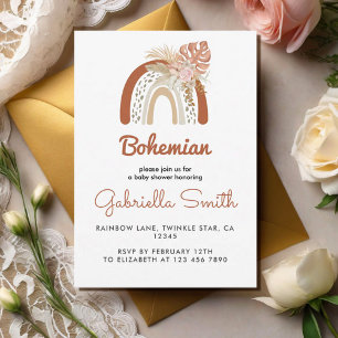 Beige Bohemian Favour Baby Shower Invitation