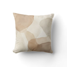 Beige Boho Abstract Watercolor Throw Pillow