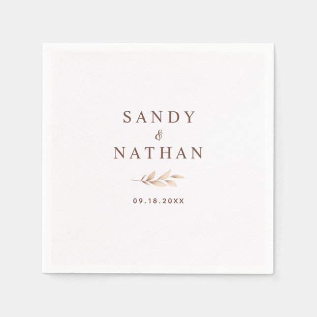 Beige Boho leaf Wedding Napkin (Front)