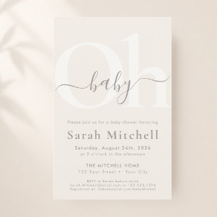 Beige Boho Minimal Chic Oh Baby Shower Budget Flyer