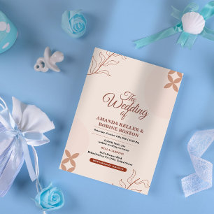 Beige Boho Minimalist Wedding Invitation