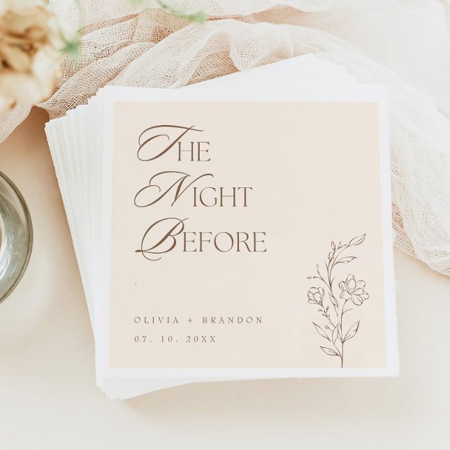 Beige Boho Night Before Rehearsal Dinner Wedding Napkin (Creator Uploaded)