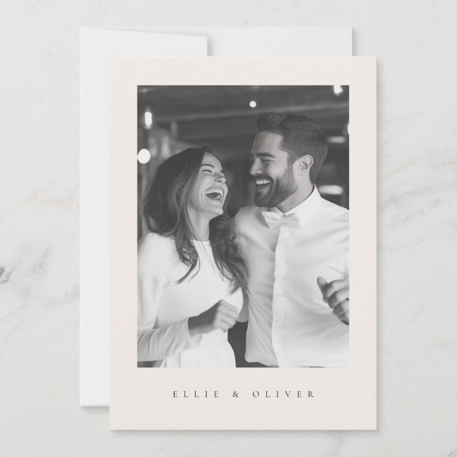 Beige Boho Photo Modern Wedding  Invitation (Front)