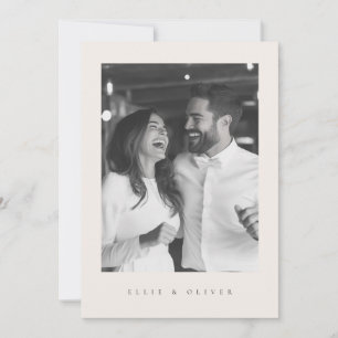 Beige Boho Photo Modern Wedding  Invitation