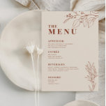 Beige Boho Wedding Menu with floral artwork<br><div class="desc">This menu is chraacterised by boho style,  floral artwork,  neutral earthy,  and beige colours,  with a mix of different font styles,  often in different sizes,  to create a unique,  eclectic look that makes these menus a natural aesthetic.</div>