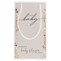 Beige Boho Wildflower Baby Shower Favor