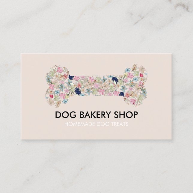 Beige Bone Homemade Dog Treats Business Card (Front)