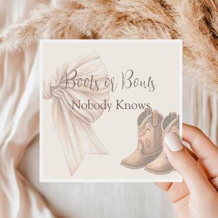 Beige Boots Or Bows Watercolor Gender Reveal Napkin