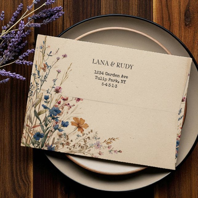 Beige Border Rustic Boho Wildflower  Envelope (Beige Border Rustic Boho Wildflower Envelope)