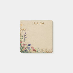 Beige Border Rustic Boho Wildflower  Post-it Notes