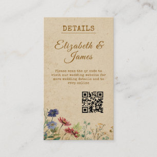 Beige Border Rustic Boho Wildflower Wedding Enclosure Card