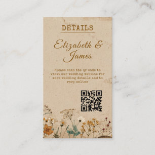 Beige Border Rustic Boho Wildflower Wedding Enclosure Card