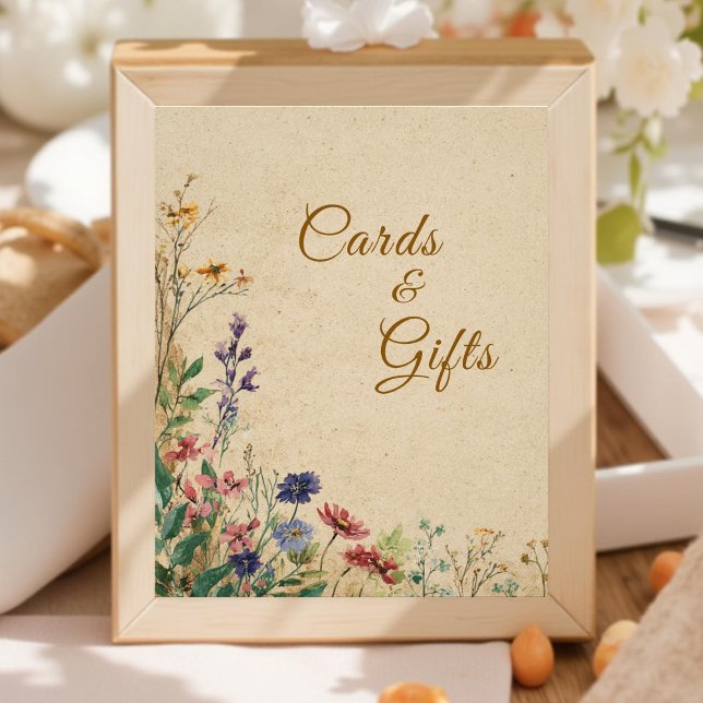 Beige Border Rustic Boho Wildflower Wedding Sign (Creator Uploaded)