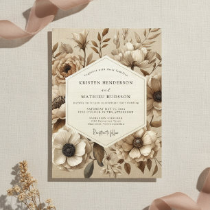 Beige Botanical Bloom Wedding Invitation