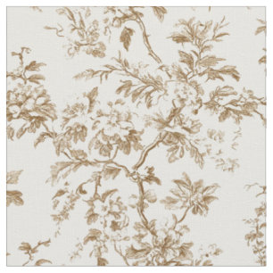 Beige Botanical Branch Pattern Fabric