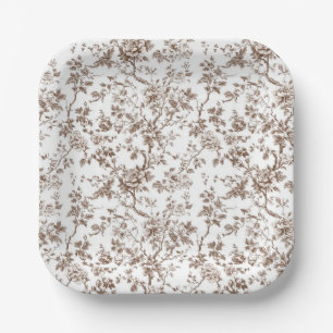 Beige Botanical Floral Clusters Paper Plates