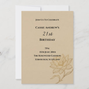 Beige Botanical Milestone Birthday Invitation