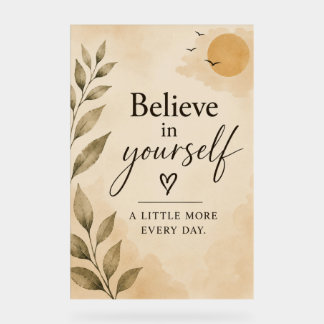 Beige Botanical Positive Quote Acrylic Sign