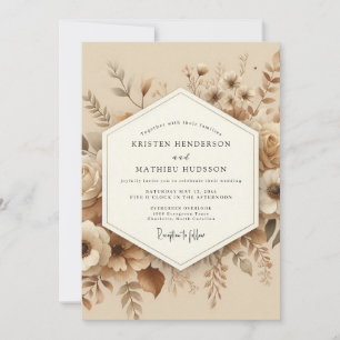 Beige Botanical Romantic Wedding Invitation
