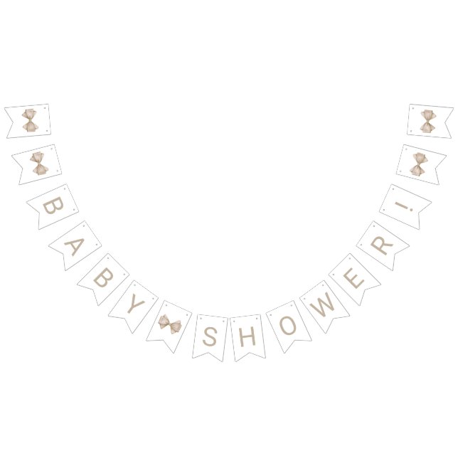 Beige Bow Baby Shower Bunting (All)