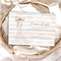 Beige Bow Bonjour Bebe Baby Shower Diapper Raffle 