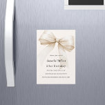 Beige bow elegant luxury birthday magnetic invitation<br><div class="desc">A soft beige,  cream coloured background,  decorated with a large bow. Personalise and add a name and party details.</div>