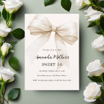 Beige bow elegant Sweet 16 Invitation<br><div class="desc">A soft beige,  cream coloured background,  decorated with a large bow. Personalise and add a name and party details.</div>