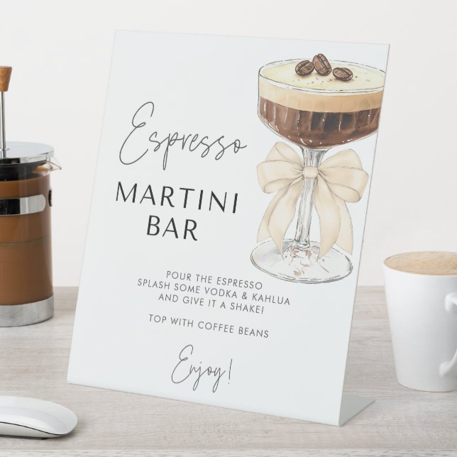 Beige Bow Espresso Martini Bar Sign (In SItu)