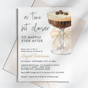 Beige Bow Espresso Martini Bridal Shower Invitation