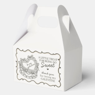 Beige Bow Heart Coquette Cake Galentines Party Favour Box